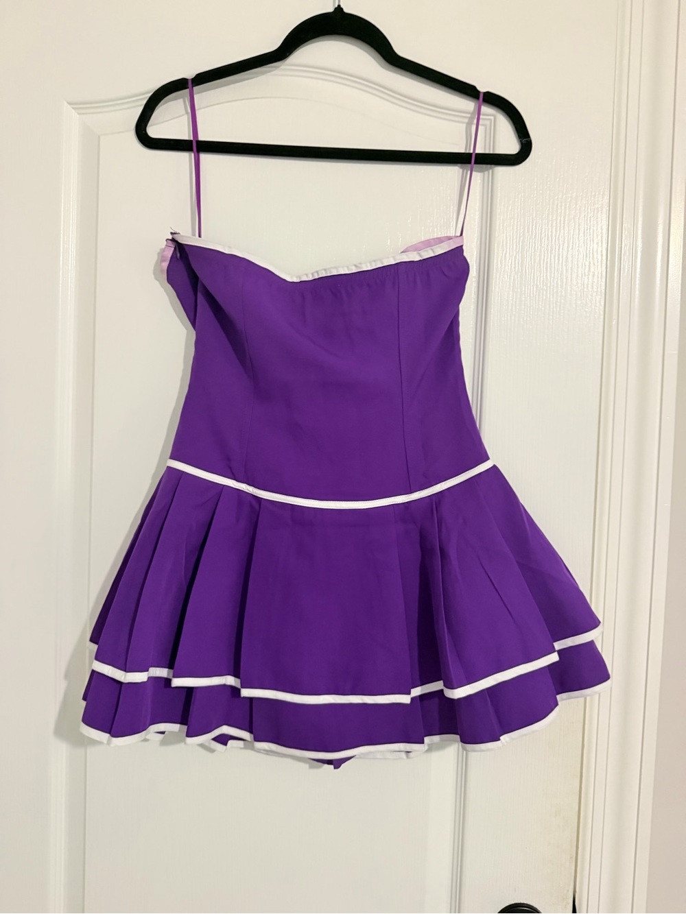 Day + Moon Purple Strapless Dress with White Trim - Picture 7 of 10